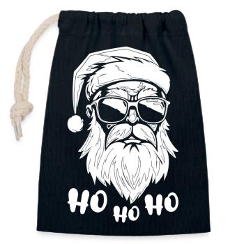 Chill Santa with sunglasses HoHoHo - Closable cotton gift bag (14x20cm) - navy - Front
