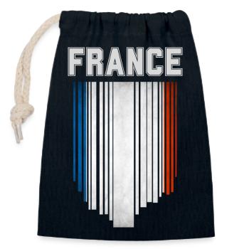 Drapeau de la France, fierté française - Sac cadeau en coton avec cordon (14 x 20 cm) - bleu marine - Devant
