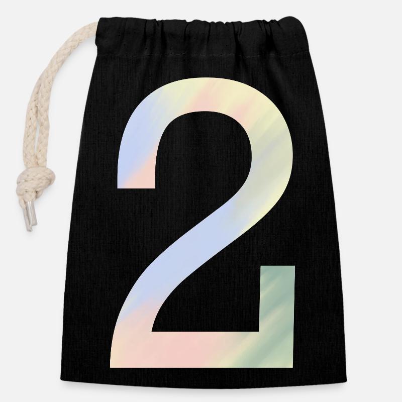 2 dans des couleurs pastel - Sac cadeau en coton avec cordon (14 x 20 cm) - noir