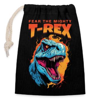 T-Rex Dinosaurier Dino Tyrannosaurus Rex Vintage - Verschließbarer Geschenkbeutel aus Baumwolle (14x20cm) - Schwarz - Vorne