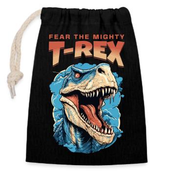 T-Rex Dinosaurier Dino Tyrannosaurus Rex Vintage - Verschließbarer Geschenkbeutel aus Baumwolle (14x20cm) - Schwarz - Vorne