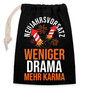 Neujahr Feuerwerk Silvester - Verschließbarer Geschenkbeutel aus Baumwolle (14x20cm) - Schwarz - Vorne