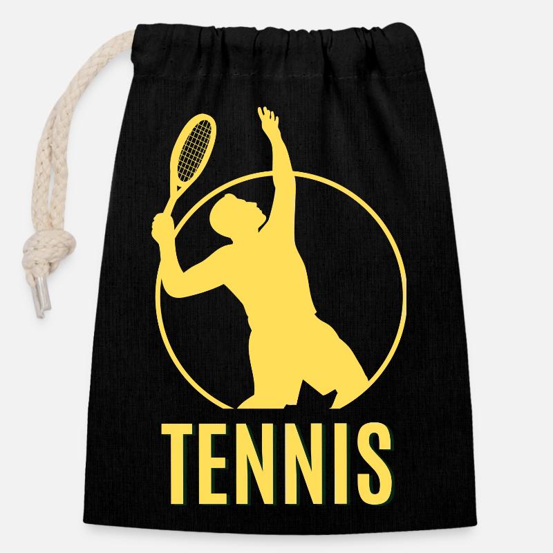 Joueur de tennis - Sac cadeau en coton avec cordon (14 x 20 cm) - noir