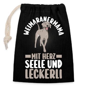 Hund Hundemama Weimaranermama Mutter Weimaraner - Verschließbarer Geschenkbeutel aus Baumwolle (14x20cm) - Schwarz - Vorne