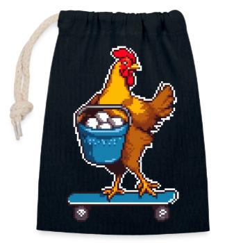 Skateboard Cluck - Closable cotton gift bag (14x20cm) - navy - Front