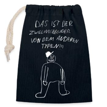 Frère jumeau - Sac cadeau en coton avec cordon (14 x 20 cm) - bleu marine - Devant