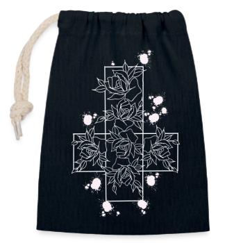 S/N Bloom cross - Closable cotton gift bag (14x20cm) - navy - Front