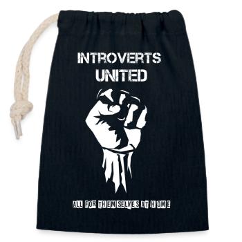 Introverts United - Verschließbarer Geschenkbeutel aus Baumwolle (14x20cm) - Navy - Vorne