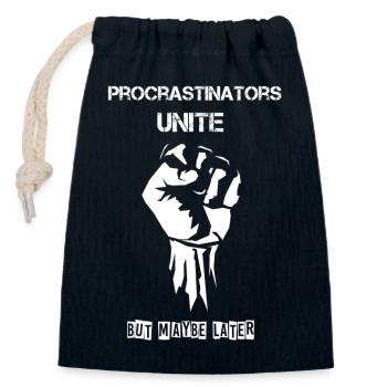 Procrastinators Unite - Closable cotton gift bag (14x20cm) - navy - Front