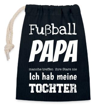 Papa de football j’ai ma fille que j’ai cadeau - Sac cadeau en coton avec cordon (14 x 20 cm) - bleu marine - Devant