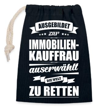 Ausgebildet Zur Immobilienkauffrau Abschluss Azubi - Verschließbarer Geschenkbeutel aus Baumwolle (14x20cm) - Navy - Vorne