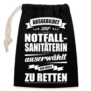Ausgebildet Zur Notfallsanitäterin Sanitäterin - Verschließbarer Geschenkbeutel aus Baumwolle (14x20cm) - Schwarz - Vorne