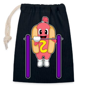 Hotdog Bodybuilders Pull-ups Bodybuilding - Closable cotton gift bag (14x20cm) - navy - Front