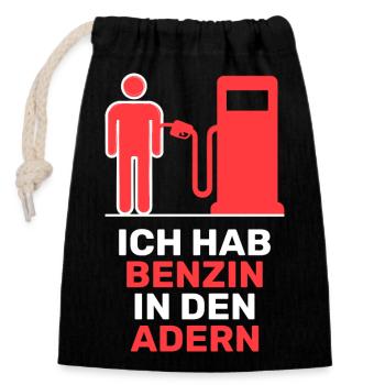 Benzin Statement Tanken Zapfsäule Tankstelle - Verschließbarer Geschenkbeutel aus Baumwolle (14x20cm) - Schwarz - Vorne