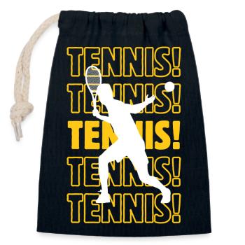 Tennis, Tennis, Tennis - Verschließbarer Geschenkbeutel aus Baumwolle (14x20cm) - Navy - Vorne