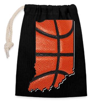 Echter Basketball in der Indiana State Landkarte - Verschließbarer Geschenkbeutel aus Baumwolle (14x20cm) - Schwarz - Vorne