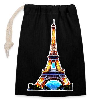 Eiffel tower #7 - Closable cotton gift bag (14x20cm) - black - Front