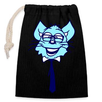 Smart Nerd Cat Lunettes à monture de corne Lunettes Geek Tie - Sac cadeau en coton avec cordon (14 x 20 cm) - noir - Devant