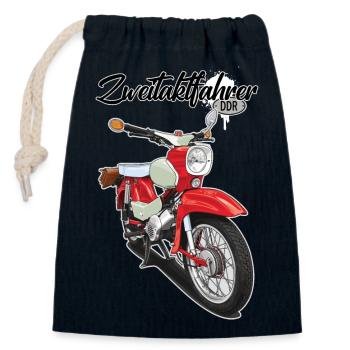 Star (red) // Illustration - Closable cotton gift bag (14x20cm) - navy - Front
