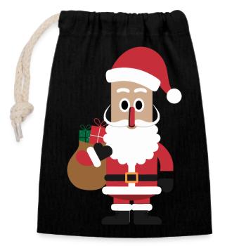 Santa - Closable cotton gift bag (14x20cm) - black - Front