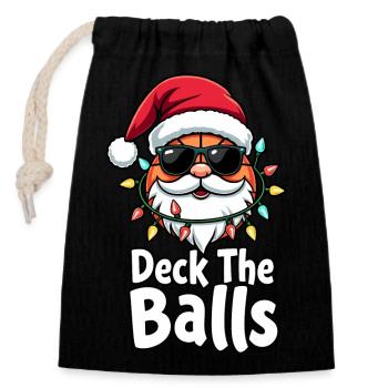 Basketball in Santa Claus Costume Deck The Balls - Closable cotton gift bag (14x20cm) - black - Front