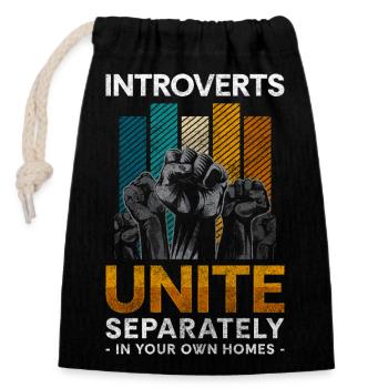 Introvert Shy Loner Thoughtful - Closable cotton gift bag (14x20cm) - black - Front