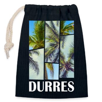 Durres Durresi Albania Summer Palm Trees Beach Sea - Closable cotton gift bag (14x20cm) - navy - Front