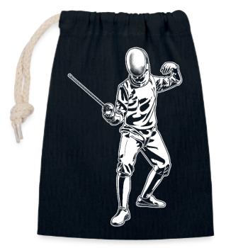 Fencer Drawing - Closable cotton gift bag (14x20cm) - navy - Front