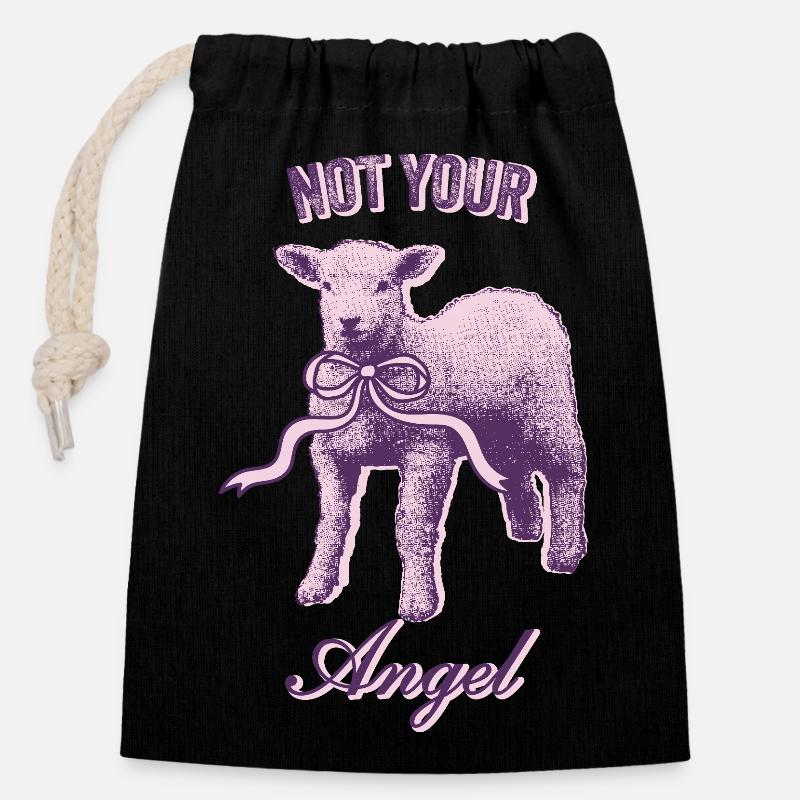 Aesthetic Lamb – Rebellious & Sweet - Closable cotton gift bag (14x20cm) - black
