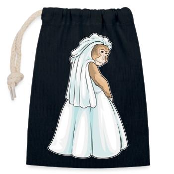 Affe Braut Schleier Hochzeit - Verschließbarer Geschenkbeutel aus Baumwolle (14x20cm) - Navy - Vorne