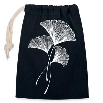 Minimalist Ginkgo Leaf Botanical Design - Closable cotton gift bag (14x20cm) - navy - Front