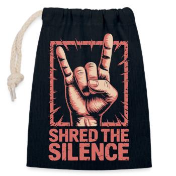 Shred the Silence – Signe Rock Hand Heavy Metal - Sac cadeau en coton avec cordon (14 x 20 cm) - bleu marine - Devant