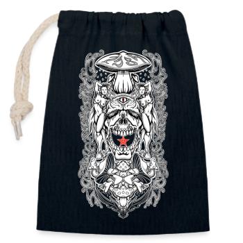 Psychedelic Skull Portal – Occult Mushroom Vision - Closable cotton gift bag (14x20cm) - navy - Front