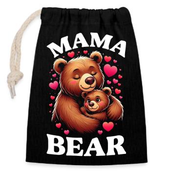 Mama Bär Muttertag Mutter Elternteil Mama Bear - Verschließbarer Geschenkbeutel aus Baumwolle (14x20cm) - Schwarz - Vorne