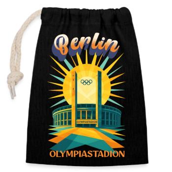 Olympiastadion Berlin Urban Retro Dreams Shirt - Closable cotton gift bag (14x20cm) - black - Front