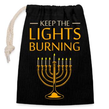 Hanukkah Chanukkah Hanukah - Verschließbarer Geschenkbeutel aus Baumwolle (14x20cm) - Schwarz - Vorne