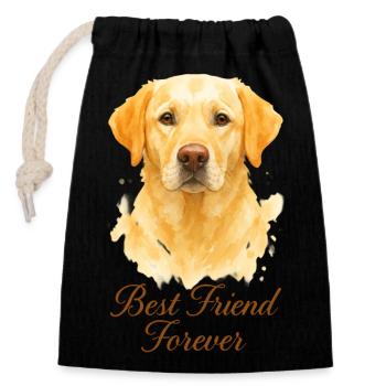 Chien Labrador Retriever - BFF Meilleur Ami - Sac cadeau en coton avec cordon (14 x 20 cm) - noir - Devant