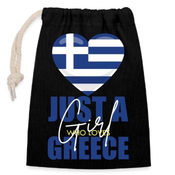 Coeur avec drapeau grec - Sac cadeau en coton avec cordon (14 x 20 cm) - noir - Devant