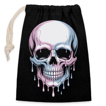 Kawaii Pastel Goth Crâne - Sac cadeau en coton avec cordon (14 x 20 cm) - noir - Devant