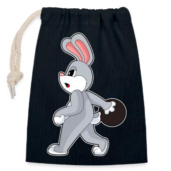 Bunny Bowling Boule de bowling - Sac cadeau en coton avec cordon (14 x 20 cm) - bleu marine - Devant