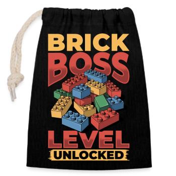 Building Blocks Kids Brick Builder - Verschließbarer Geschenkbeutel aus Baumwolle (14x20cm) - Schwarz - Vorne