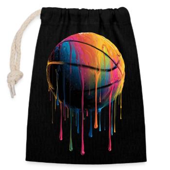 Basketball Colorful Dripping - Closable cotton gift bag (14x20cm) - black - Front
