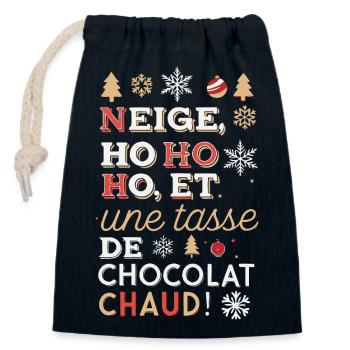 Schnee Ho Ho Ho und heiße Schokolade - Verschließbarer Geschenkbeutel aus Baumwolle (14x20cm) - Navy - Vorne