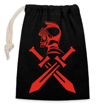 Red Knight's Skull and Crossed Swords - Closable cotton gift bag (14x20cm) - black - Front