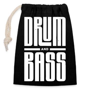 Drum and Bass Fette Typografie - Verschließbarer Geschenkbeutel aus Baumwolle (14x20cm) - Schwarz - Vorne