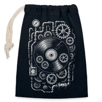 Steampunk Vinyl Gears - Closable cotton gift bag (14x20cm) - navy - Front