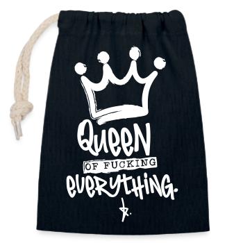 Queen of fucking...– JGA Party Queen Krone - Sac cadeau en coton avec cordon (14 x 20 cm) - bleu marine - Devant