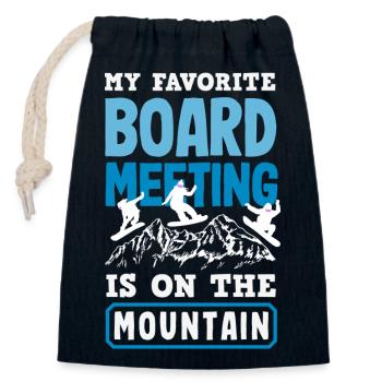 Télésiège de réunion de snowboard snowboard - Sac cadeau en coton avec cordon (14 x 20 cm) - bleu marine - Devant