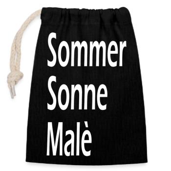 Summer Sun Male Beach Holiday - Closable cotton gift bag (14x20cm) - black - Front