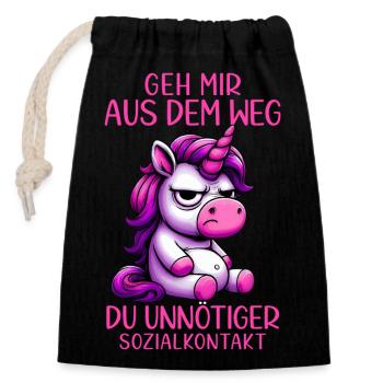 Get out of my way, you unnecessary social contact - Closable cotton gift bag (14x20cm) - black - Front